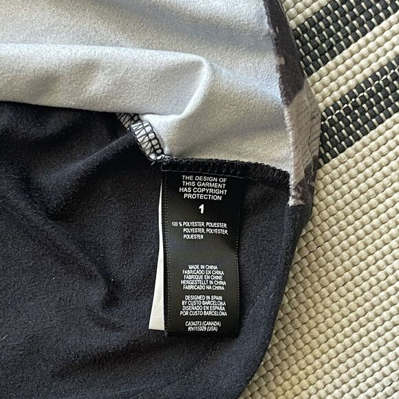 CUSTO BARCELONA Suede Dress Size 1 Small Black Graphic Print Long Sleeves - Picture 5 of 7